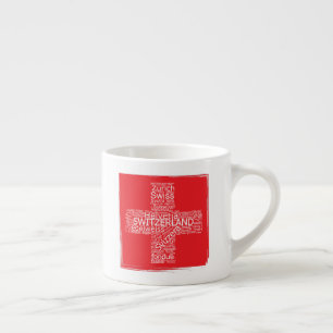 Schweiz Flaggen Word Cloud Vintag Espressotasse