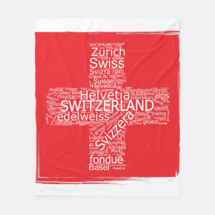 Schweiz Flaggen Word Cloud Vintag Fleecedecke