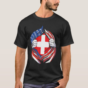 Schweiz Flaggenamerikanischer Stolz auf meine Schw T-Shirt