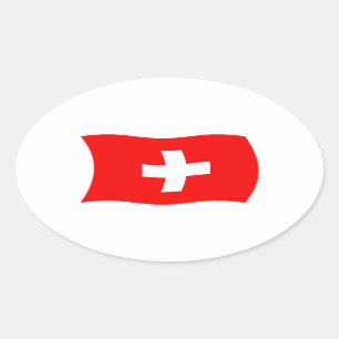 Schweiz Flaggenaufkleber Ovaler Aufkleber