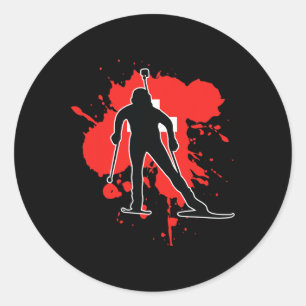 Schweiz Flaggenbiathlonist - Biathlon Schweiz Runder Aufkleber