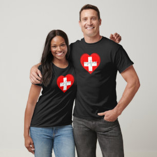 Schweiz Flaggenfarben Herzstück T - Shirt