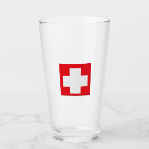 Schweiz Flaggenglas Glas