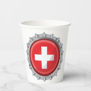 Schweiz Flaggenkappe Pappbecher