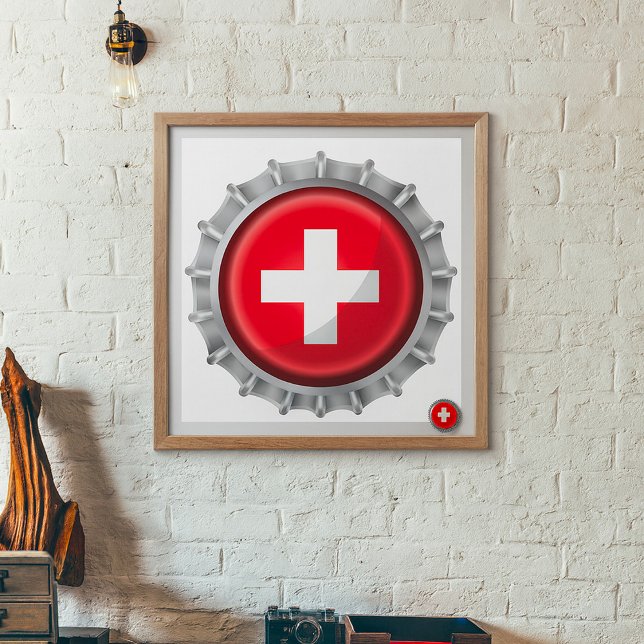 Schweiz Flaggenkappe Poster (Von Creator hochgeladen)