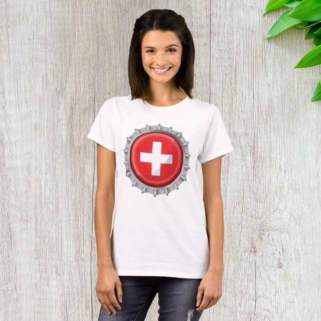 Schweiz Flaggenkappe T-Shirt (Von Creator hochgeladen)