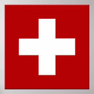Schweiz Flaggenposter in 3D Poster