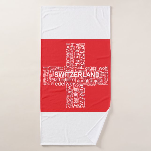 Schweiz Flaggenwortwolke Badehandtuch (Badehandtuch)