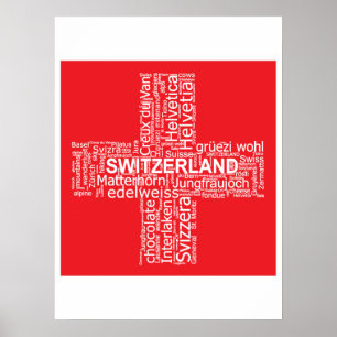 Schweiz Flaggenwortwolke Poster