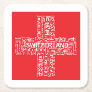 Schweiz Flaggenwortwolke Rechteckiger Pappuntersetzer