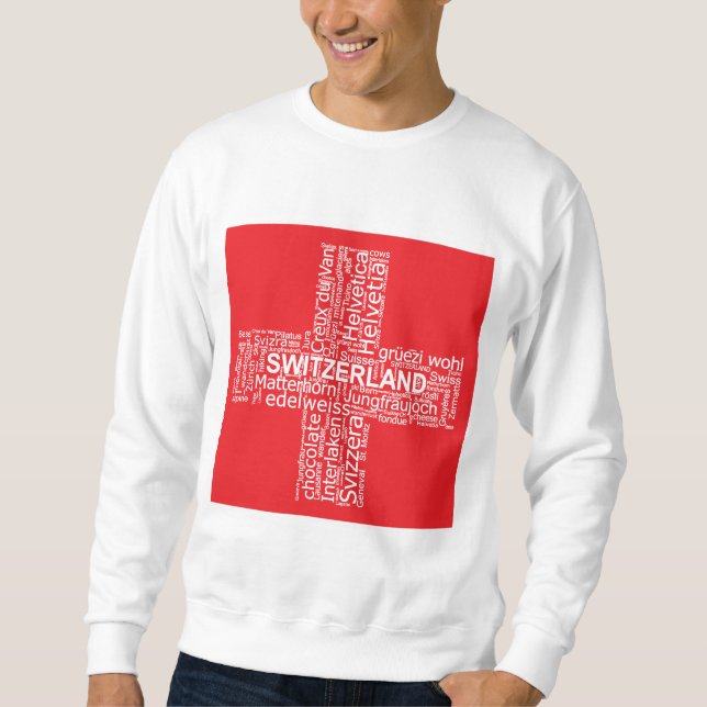 Schweiz Flaggenwortwolke Sweatshirt (Vorderseite)
