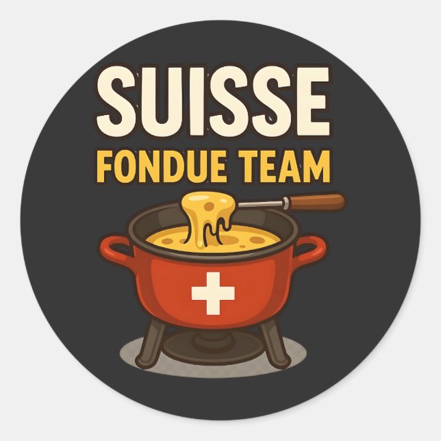 Schweiz Fondue Team Runder Aufkleber (Vorderseite)