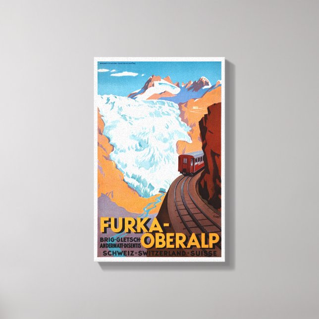 Schweiz Furka Oberalp Vintage Poster restauriert Leinwanddruck (Vorderseite)