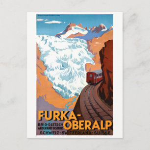 Schweiz Furka Oberalp Vintage Poster restauriert Postkarte