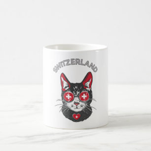 Schweiz Fußball Cat Mascot Schweizer Fahne Kaffeetasse