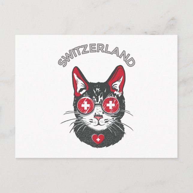 Schweiz Fußball Cat Mascot Schweizer Fahne Postkarte (Vorderseite)