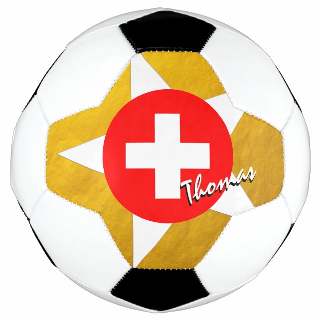 Schweiz Fußball & Gold Schweizer Flagge (Vorderseite)