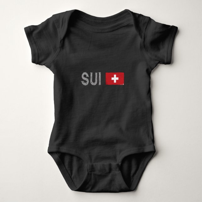 Schweiz Fußball-Shirt Schweizer Flagge Baby Strampler (Vorderseite)