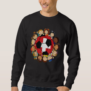 Schweiz Fußballball Kinder Kleinkind Mädchen Rundh Sweatshirt