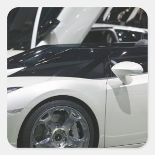 SCHWEIZ, GENF: 75. Jährliches Genfer Auto 9 Quadratischer Aufkleber