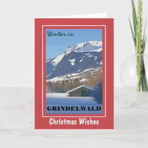 Schweiz Grindelwald Vintage-Weihnachtskarte Feiertagskarte