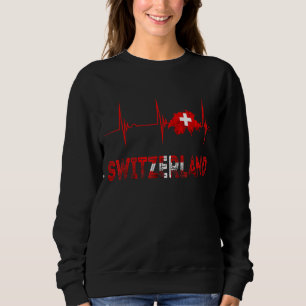 Schweiz Heartbeat EKG Puls Schweiz Schweizer Flagg Sweatshirt