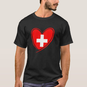 Schweiz Herz Schweizer Flagge Patriotische Männer  T-Shirt