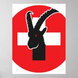 Schweiz Ibex Schweizerische Nationale Tierflagge Poster