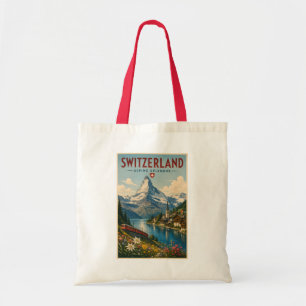 Schweiz Illustration Reise Kunst Vintage Tragetasche