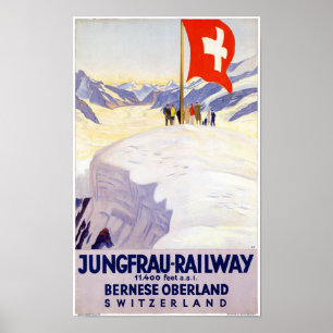 Schweiz Jungfrau Eisenbahn Vintage Poster