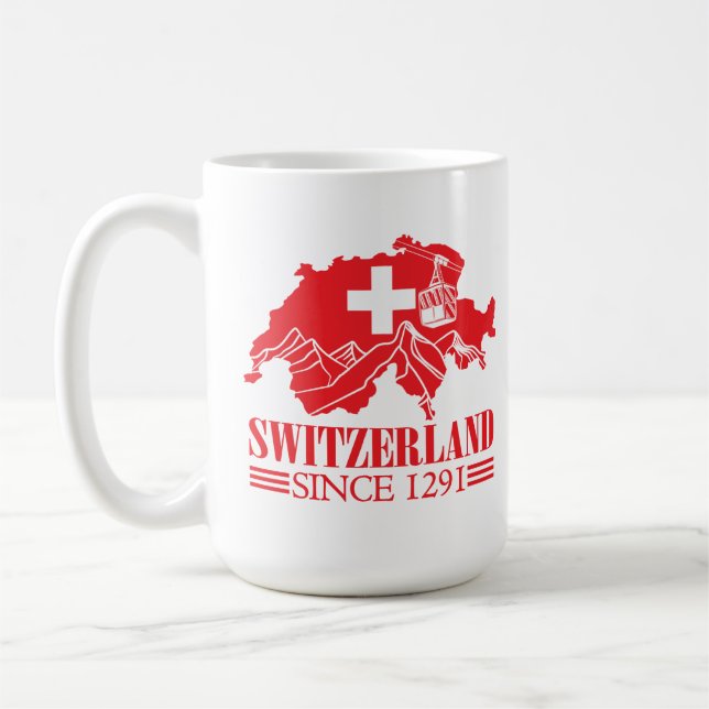 Schweiz Karte Flag Seit 1291 Berge Kaffeetasse (Links)