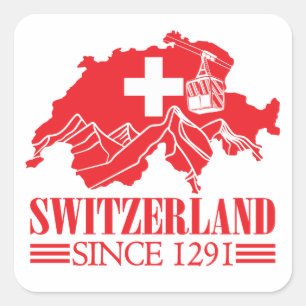 Schweiz Karte Flag Seit 1291 Berge Quadratischer Aufkleber