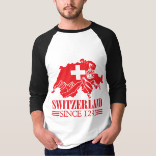 Schweiz Karte Flag Seit 1291 Berge T-Shirt
