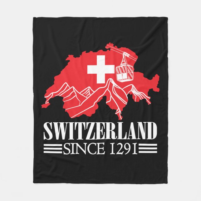 Schweiz Karte Seit 1291 Berge Schweizer Flagge Fleecedecke (Vorderseite)