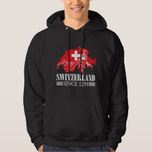 Schweiz Karte Seit 1291 Berge Schweizer Flagge Hoodie