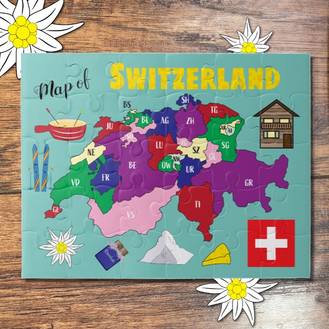 Schweiz Karte und Schweizer Stereotype-Puzzle Puzzle (Von Creator hochgeladen)