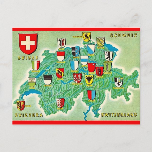 Schweiz-Karten-Postkarte Postkarte (Vorderseite)