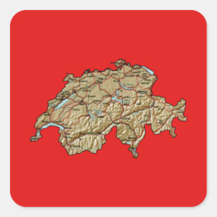 Schweiz Kartenaufkleber Quadratischer Aufkleber