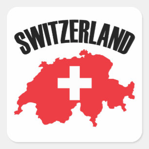 Schweiz-Kartenflagge Quadratischer Aufkleber