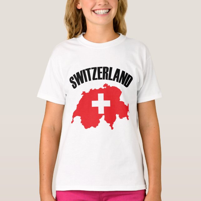 Schweiz-Kartenflagge T-Shirt (Vorderseite)