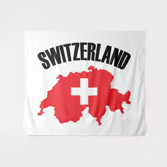 Schweiz-Kartenflagge Wandteppich (Vorderseite (Horizontal))