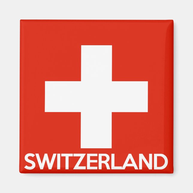 Schweiz Land Flaggen Symbol Name Text swiss Magnet (Vorne)