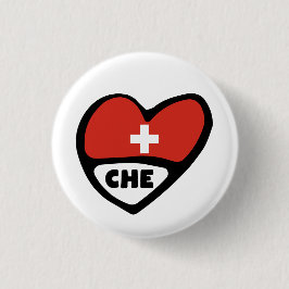 Schweiz Ländercode Flag Herzstück Button Abzeichen