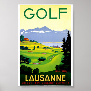Schweiz Lausanne Golf Vintage Reiseposter Poster