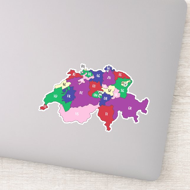 Schweiz Map Custom-Cut Vinyl Sticker (Detail)
