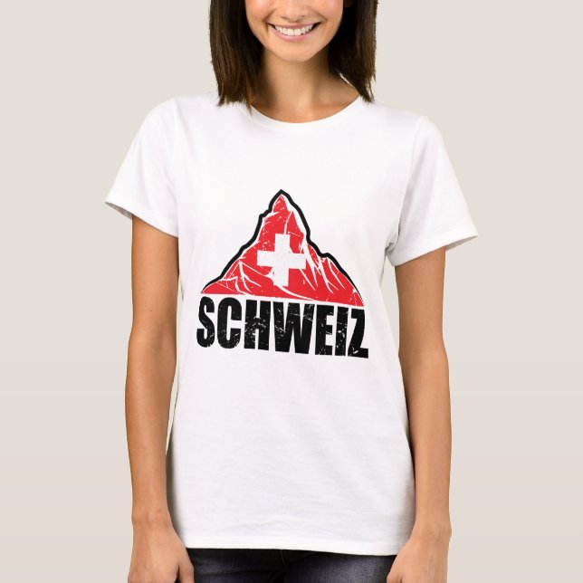 Schweiz Matterhorn Schweiz Flaggen Vintag T-Shirt (Vorderseite)