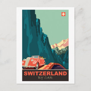 Schweiz mit dem Auto Postkarte