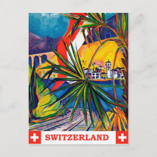Schweiz mit dem Zug, Jahrgang Postkarte