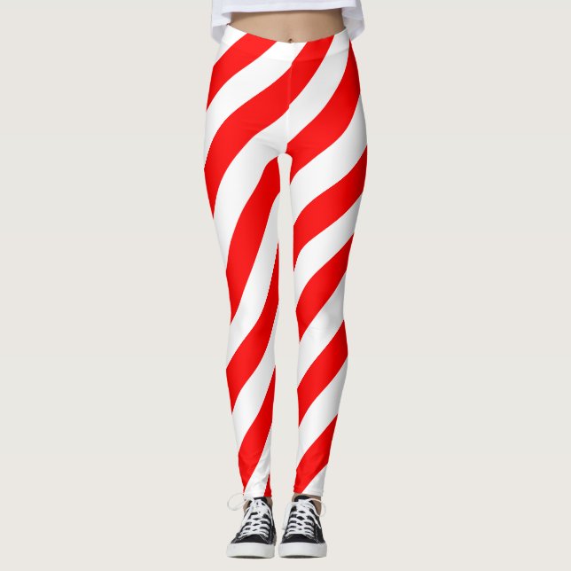 Schweiz Nationale Flaggenfarben diagonal gestreift Leggings (Vorderseite)