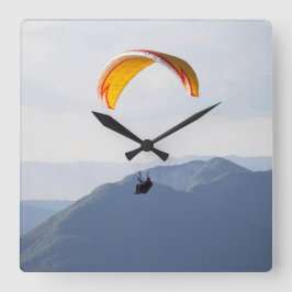 Schweiz Paraglider Epic Fun Fab Orange Quadratische Wanduhr